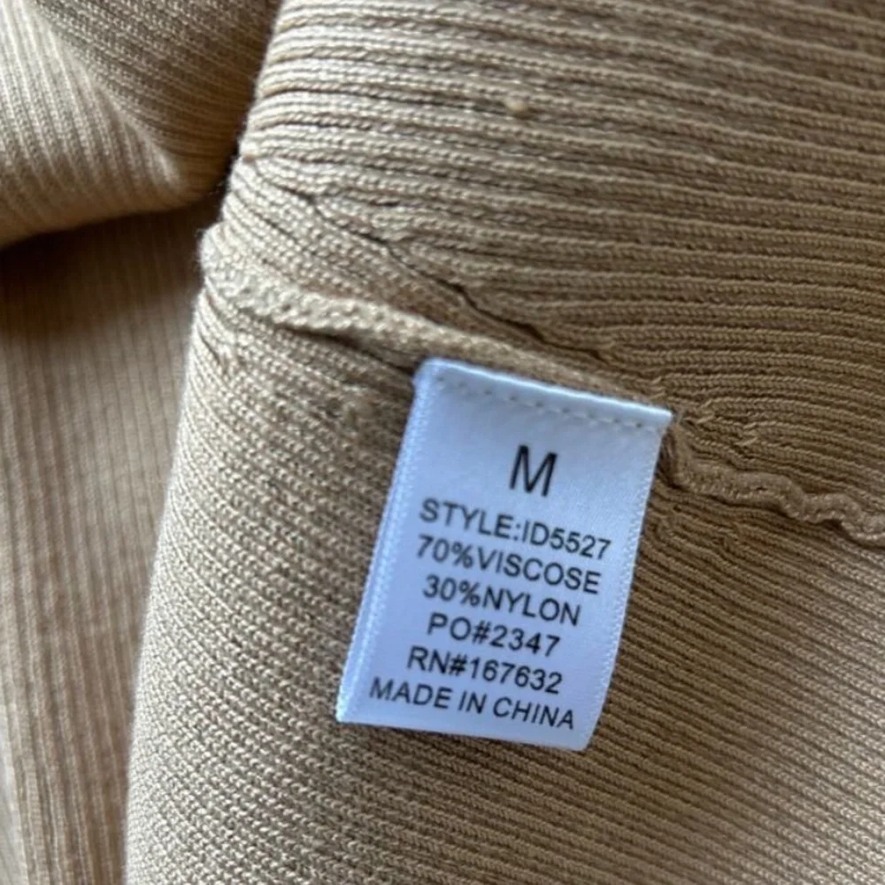 Elegant Tan Knit turtleneck Dress medium NWT